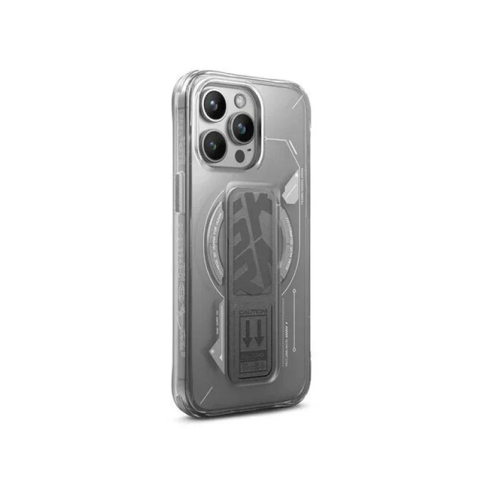 Skinarma iPhone 15 Pro Helio Magsafe Grip-Stand Cover - Grey - Tashqila Skinarma iPhone 15 Pro Helio Magsafe Grip-Stand Cover - Grey - Tashqila